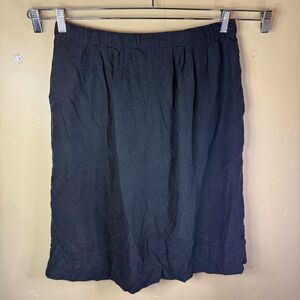 Madewell Womens 100% Silk Knee Length Black Skirt Size XS Runs Big Pocket Office